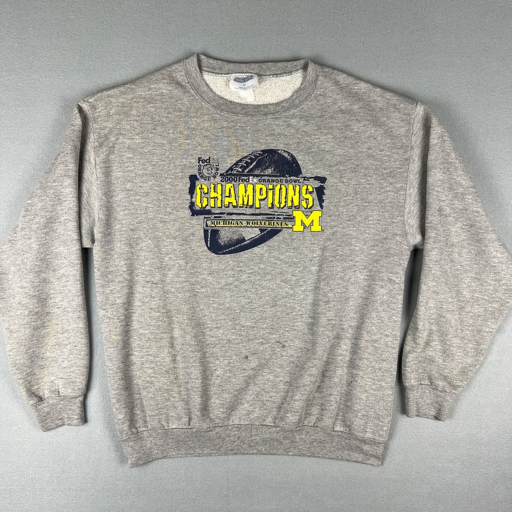 VTG Michigan‎ Wolverines Sweatshirt Mens L 2000 Orange Bowl Champions Football